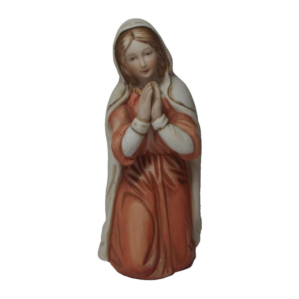 Flambro Nativity Scene Replacement Mother Mary Vintage 5-1/4" orange Taiwan